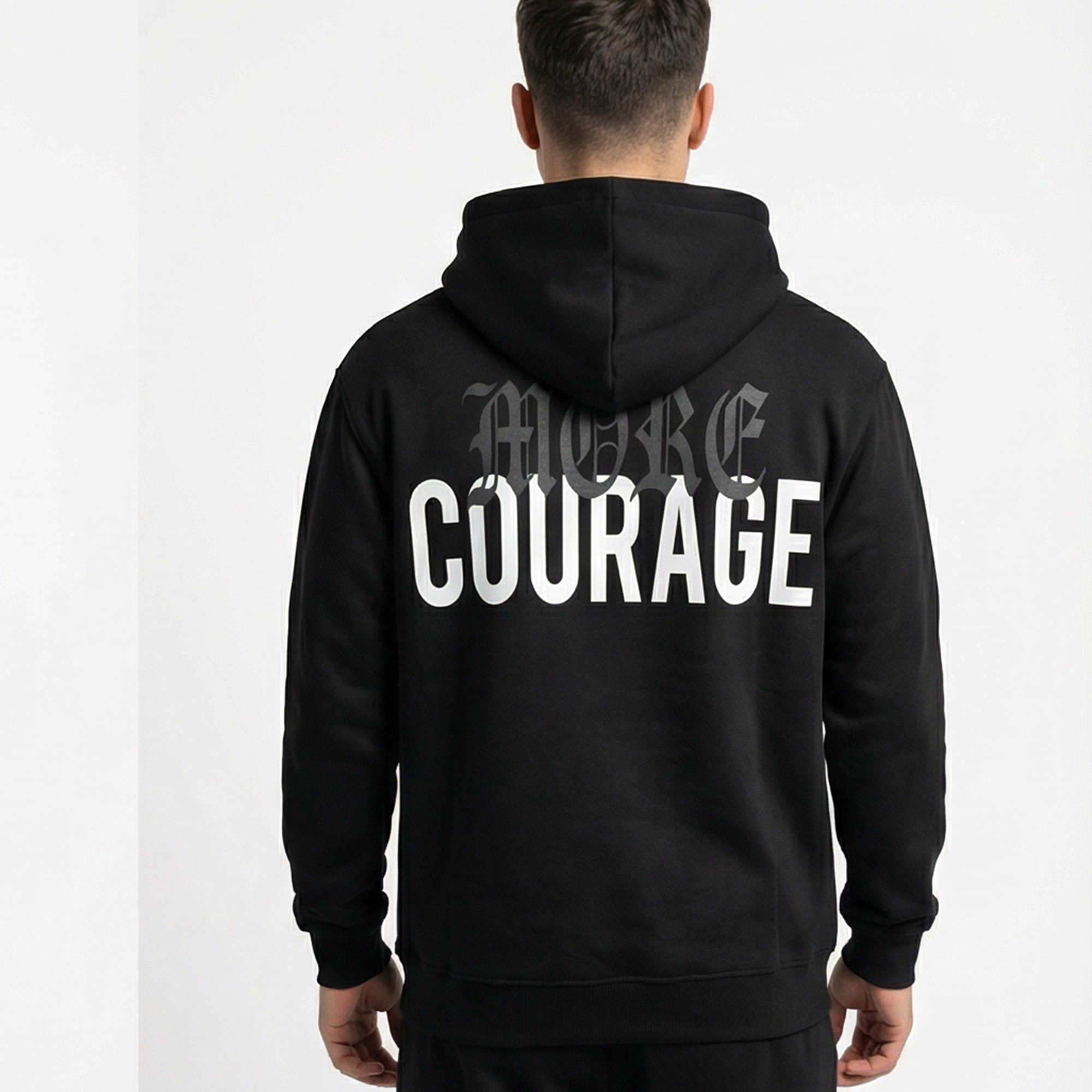 Black Hoodie with “MORE COURAGE” Back Print