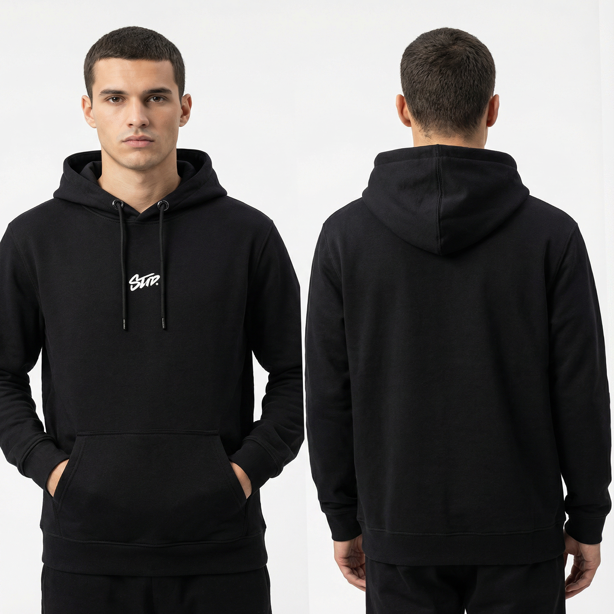 Men’s Black Minimalist Hoodie STWD Logo